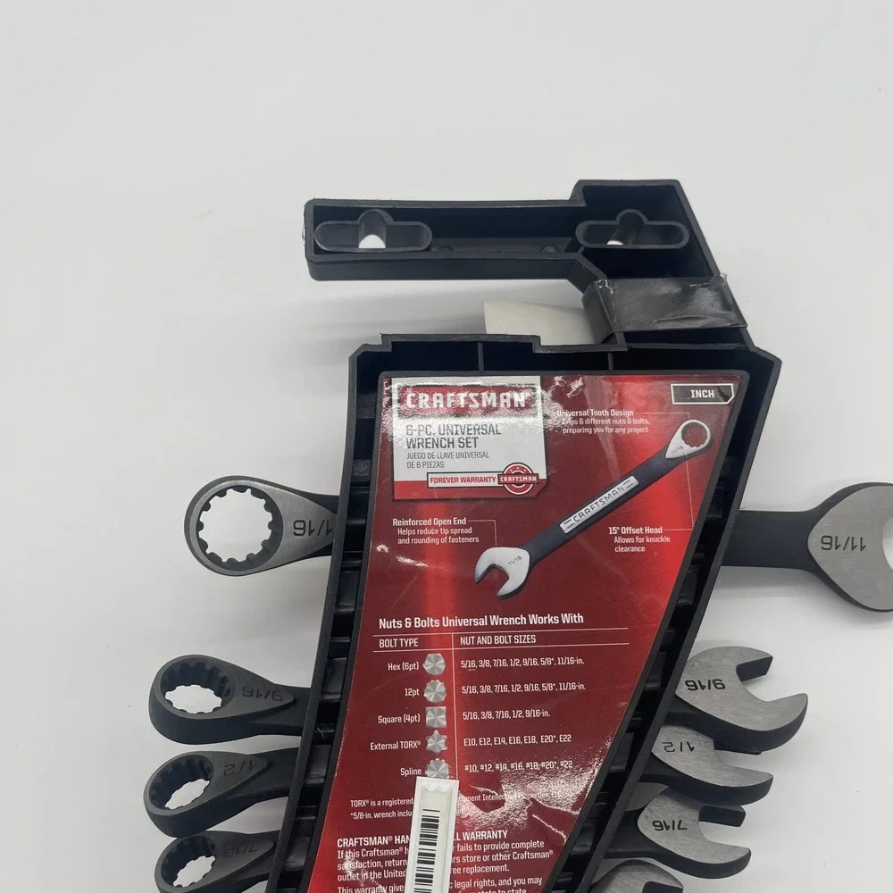 Craftsman 6-Piece Universal Wrench Set, SAE Inch, Black Oxide Finish - New